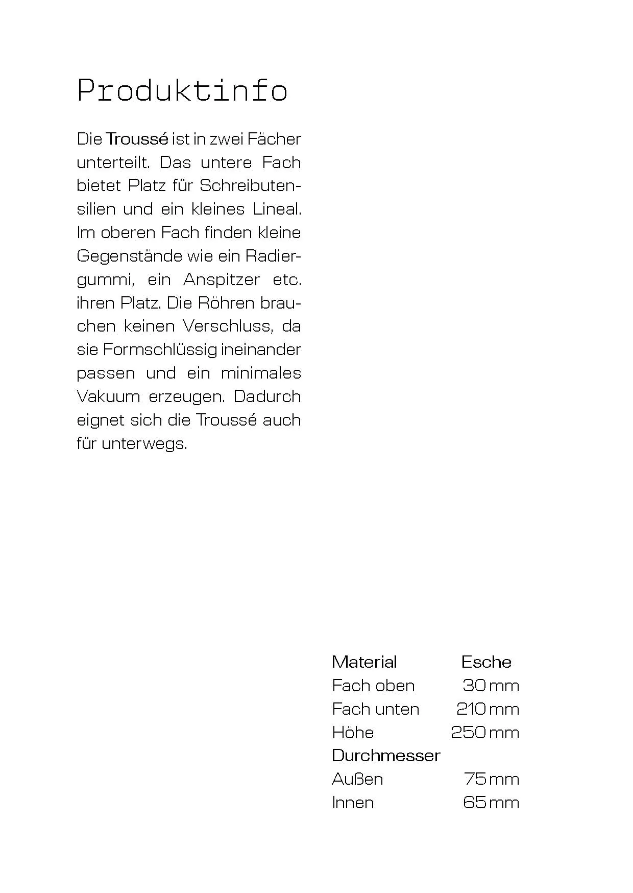Vierte Seite der Troussé-Broschüre